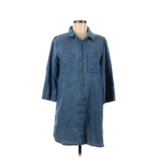 Chelsea & Violet Soft Blue Jean Denim Swing Shift Dress with Collar Sz M - Picture 1 of 4